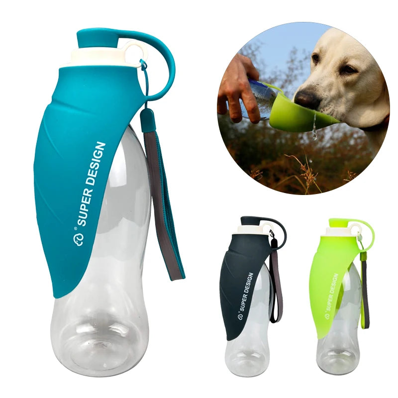 580ml Sport Pet Water Bottle – Portable Silicone Travel Dispenser for Dogs & Cats