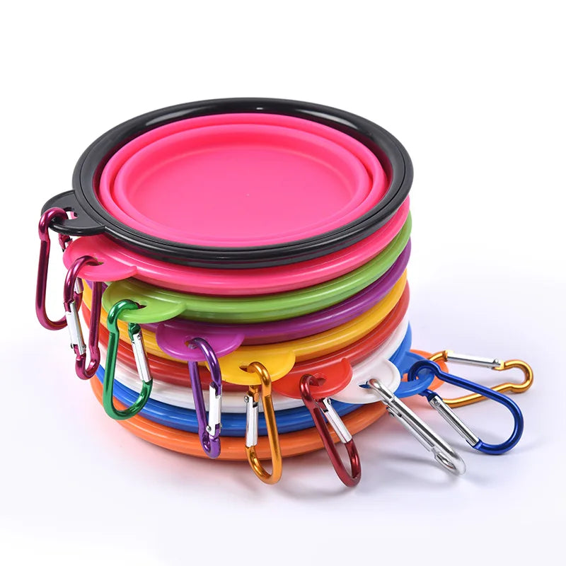 Portable silicone dog bowl size comparison, 350ml and 1000ml