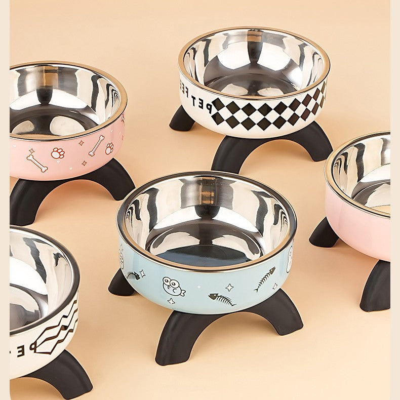 Elevated pet bowl with stainless steel insert
