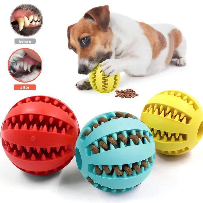 Treat dispensing dog ball showing the hollow centre that holds kibble