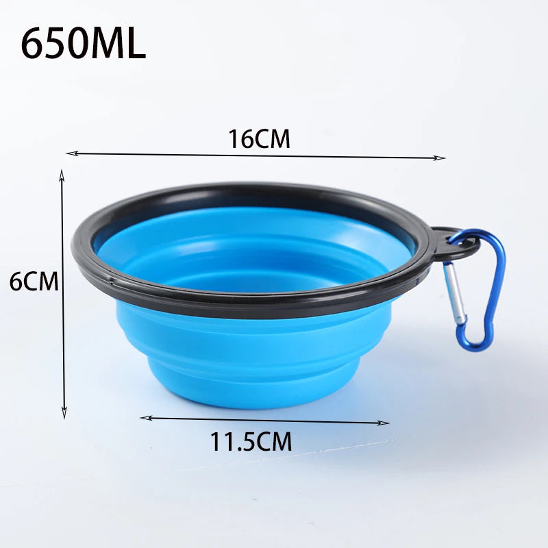 WanderBowl silicone travel bowl with carabiner clip attached