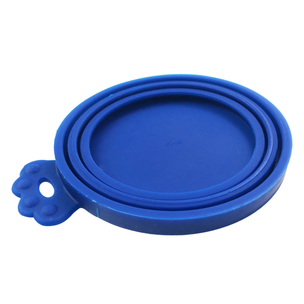FreshSeal silicone pet food can lid in blue