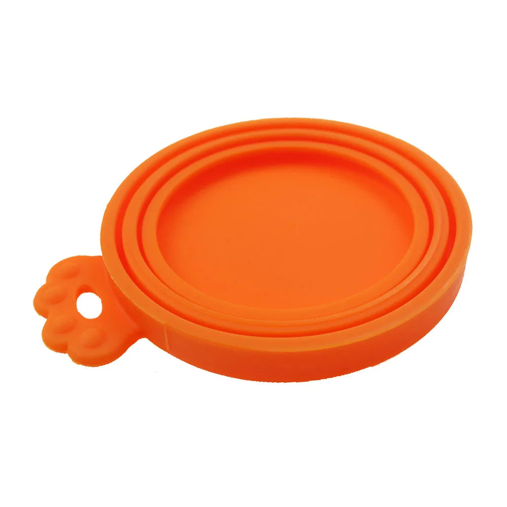 FreshSeal silicone pet food can lid in orange