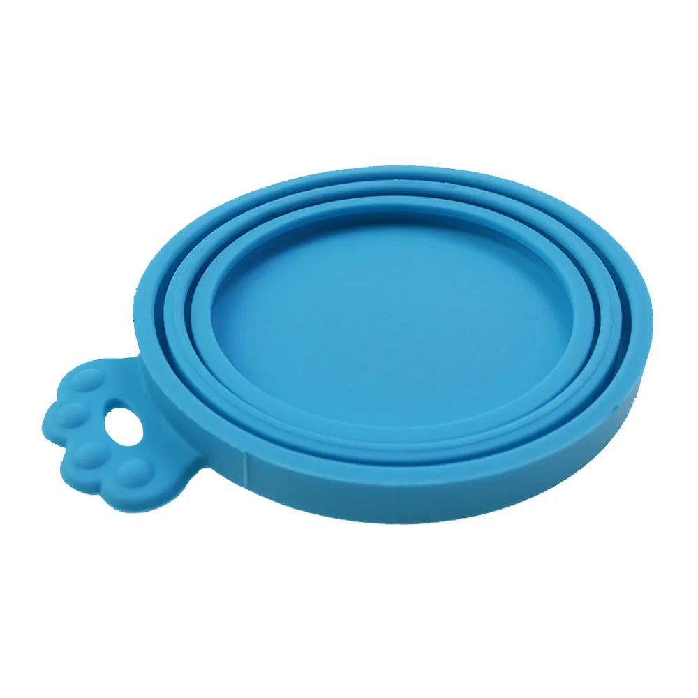 FreshSeal silicone pet food can lid in sky blue