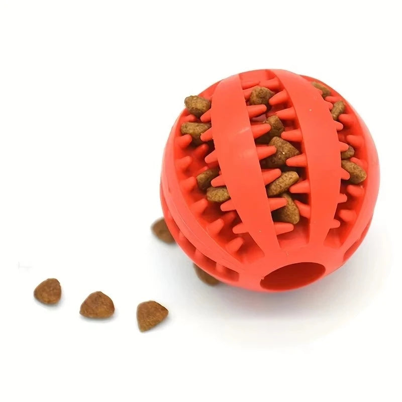 Treat dispensing rubber dog balls in several colors