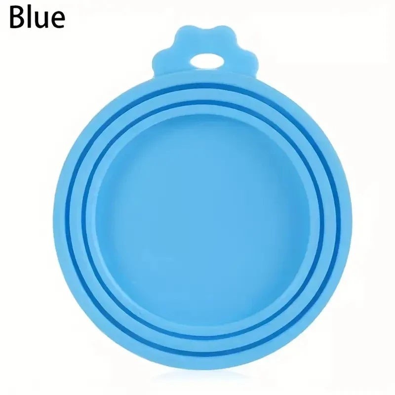 FurMidables blue BPA-free silicone reusable pet food can lid with airtight seal for dog and cat cans