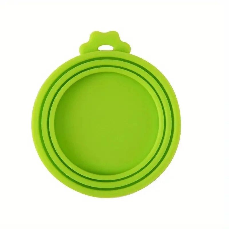 FurMidables reusable lime green silicone pet food can lid with a universal airtight seal for dog and cat cans