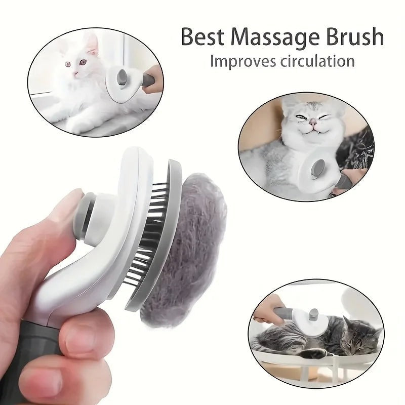 FurMidables self-cleaning slicker brush for pets with stainless steel pins and ergonomic gray handle