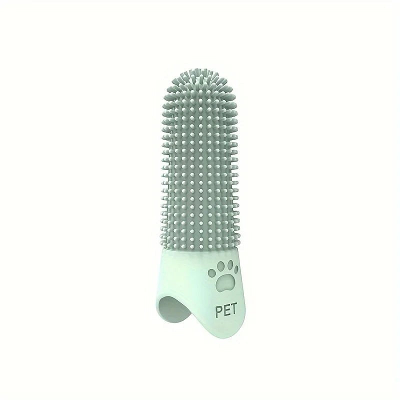 FurMidables soft mint green silicone finger toothbrush for gentle 360-degree dental cleaning for dogs and cats