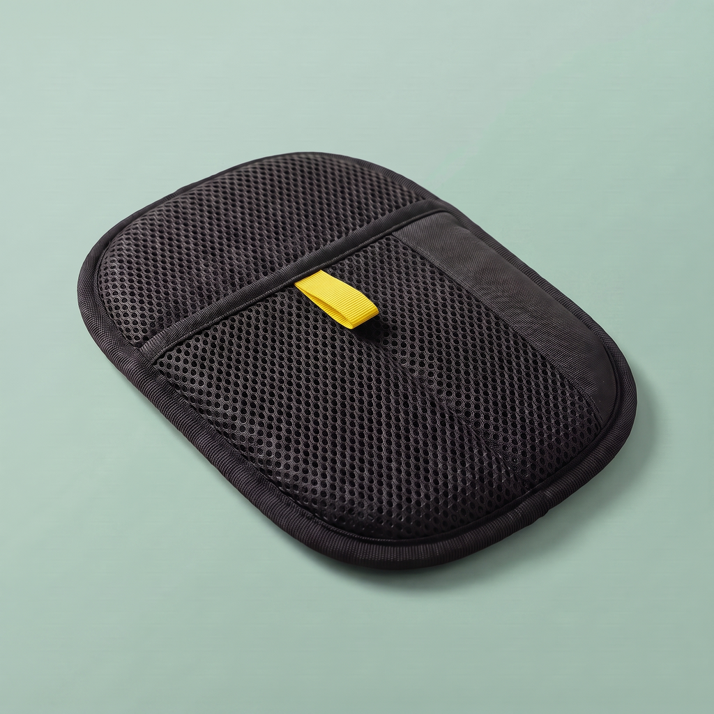 FurMitt pet hair remover mitt in black with mesh back and hand slot