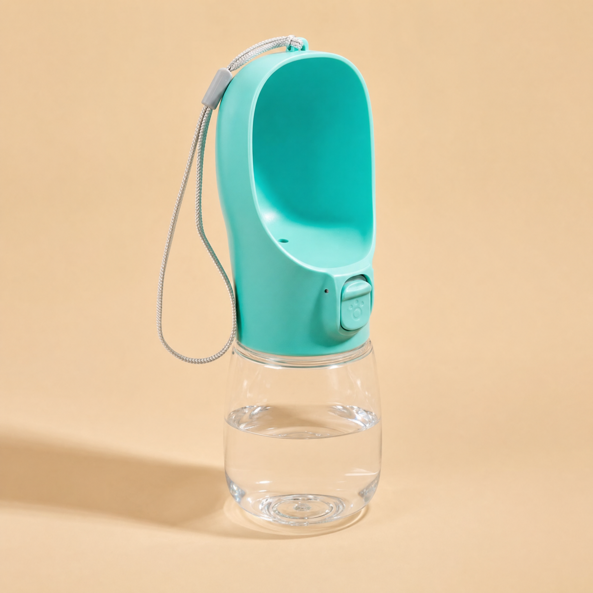 FurMidables TrailSip turquoise 350ml dog water bottle with fold-out drinking bowl, slide lock and lanyard