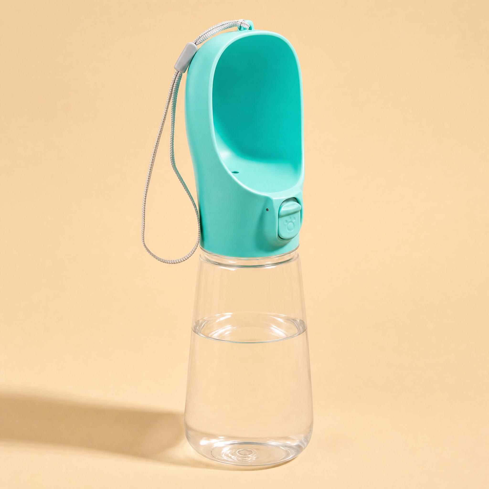 FurMidables TrailSip turquoise 550ml dog water bottle with fold-out drinking bowl, slide lock and lanyard